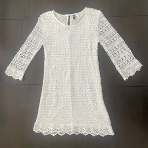 Divided H&M boho crochet white mini dress
